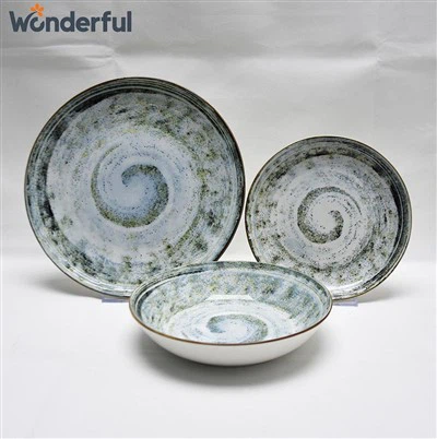 18pcs Pad Printing Colorful Elegant Ceramic Dinnerware Set