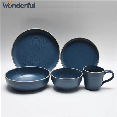 Set di cena in gresino blu
