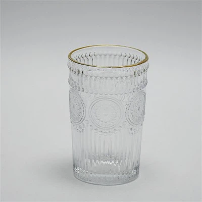 Bicchiere da vino senza stelo alto e trasparente